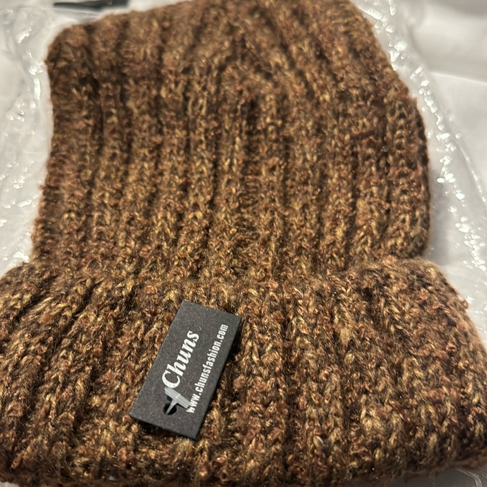 CHUNS knit unisex knit hat beanie nwt brown, and color in bag NWT